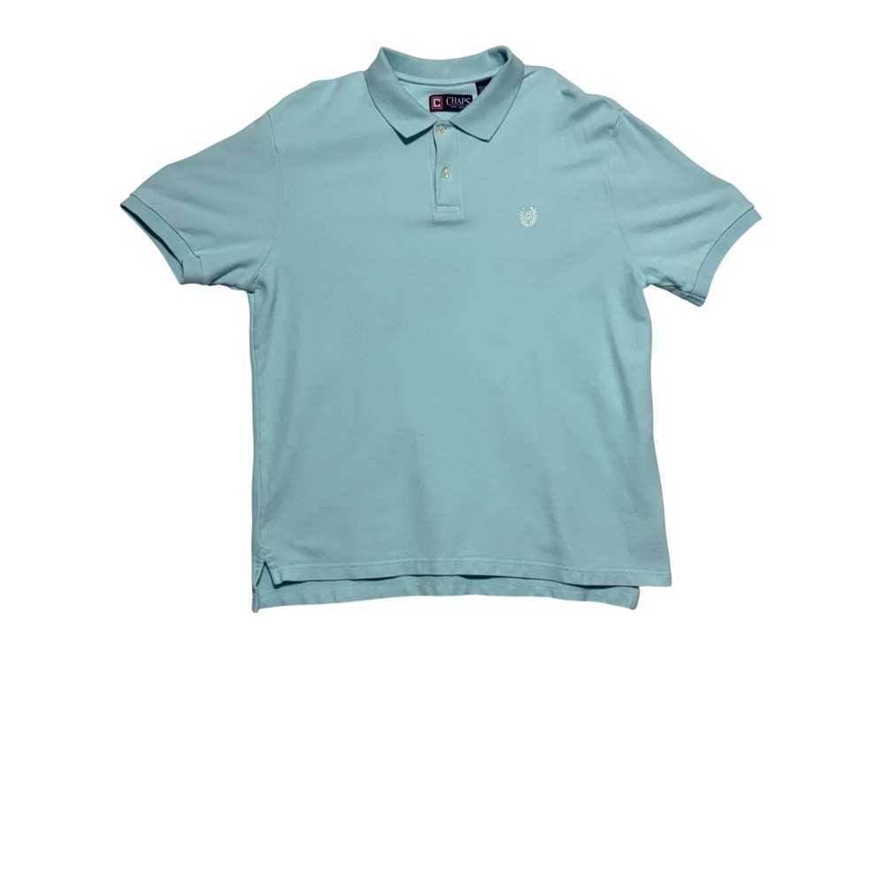 Chaps Mens XL Light Blue Cotton‎ Mesh Short Sleeve Polo Shirt Excellent